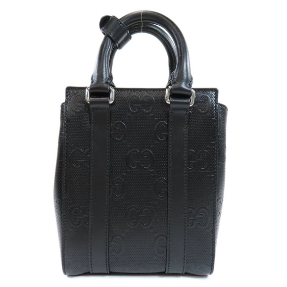 Gucci GG Embossed Mini 2way Tote Bag Leather Black - Picture 2 of 10